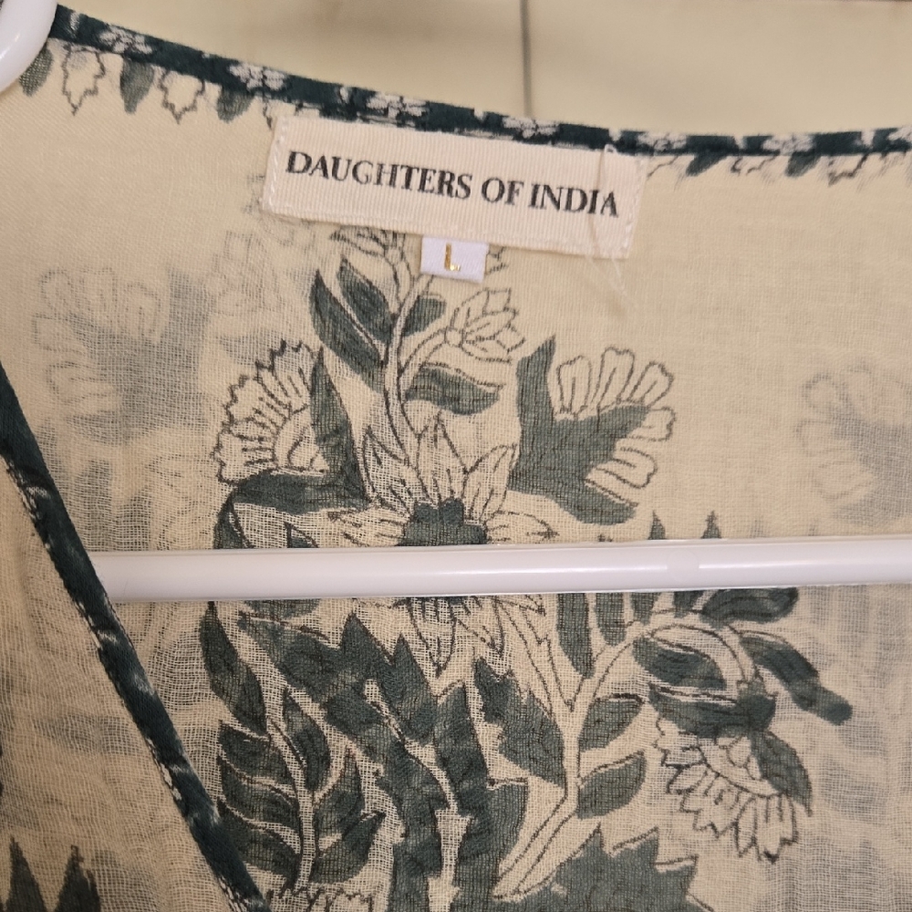 Daughters of India Green Floral Top